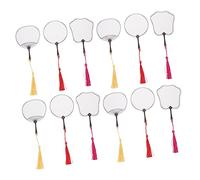 HONMEET 12pcs DIY Blank Fan Shaped Bookmarks with Tassels Creative Chinese Style Design for Students Writers and Graduates Easy to and Decorate