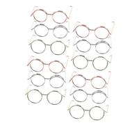 HONMEET 12pcs Miniature Doll Glasses Set Rimmed Copper Wire Frames for Doll Decoration Lensless Sunglasses in Rose Gold Silver Gold Creative Accessories
