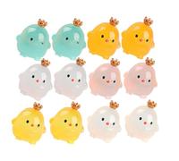 HONMEET 12pcs Miniature Luminous Chick Figurines Resin Small Chicken Models Micro Landscape Decorations for Desktop Collection