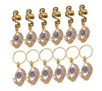 HONMEET 12pcs Spiral Dreadlocks Braid Rings with Evil Eye Pendants Lightweight Sturdy Hair Jewelry for Braids and Dreadlocks Protective and Hair Accessories for Christmas