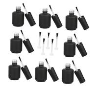 HONMEET 15ml Reusable Nail Polish Bottles 13-piece Set 8 Black Round Bottles and 5 Nail Gel Brushes and Diy Manicure