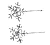 HONMEET 1pair Silver Snowflake Hair Clips for Women Rhinestone Barrettes for Parties Weddings and Daily Fashion Accessories Elegant Headdress for Girls