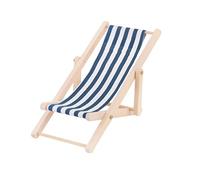 HONMEET 1Pc Mini Beach Chair Model Blue Stripe Recliner Accessory for Play House DIY Dollhouse Furniture Miniature Scene Decoration