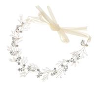 HONMEET 1pc White Crystal Handmade Headband Wedding Rhinestone Hair Band Hair Bands for Womens Hair Diamond Hair Hoops Accesorios Para Mujer Braided Headbands for Women Headpiece Alloy