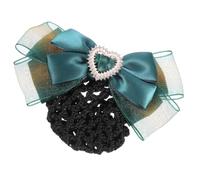 HONMEET 1pcs Bowknot Hair Net Barrette Clip for Women Elegant Hair Bun Cover for Flight Attendants and Versatile Accessory for Professional Hairstyles Green