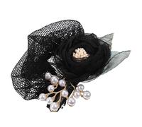HONMEET 1pcs Flower Hair Bun Cover Decorative Net Clip Elegant Hair Accessory for Women for Nurses Stewardesses and Waitresses Comfortable Fabric Material Easy to Use Black Fine Mesh