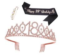 HONMEET 1Set Birthday Tiara and Sash Rhinestone Crown and Pin for Birthday Decorations Stylish and Secure Birthday Hair Accessory for Celebrating Milestones