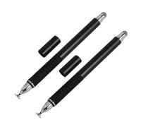 HONMEET 2 Pcs 2-in-1 Capacitive Stylus Pens with Fine Fiber Tips for Accurate Touch Screen Use, Metal Body, Black Colour, for Tablet and Touch Screen Smartphones in Professional Meetings
