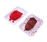 HONMEET 2 Pcs Simulated Lunch Box Human Organs Bloody Horror Prop Halloween Scary Decoration Halloween Decorations for Sale Cosplay Body Parts Body Parts Props Red Plastic