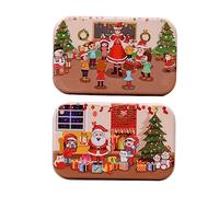 HONMEET 2 Sets Christmas Wood Educational Jigsaw Puzzle for Creative Intelligence Building Premium Smooth Wooden Material Parent Interaction Holiday DIY