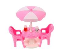 HONMEET 2 Sets Miniature Beach Chairs with Sunshade Realistic Mini Beach Facility Props for Dollhouse Playhouse Outdoor Sandpit Lifelike Miniature Furniture for Home Random Color