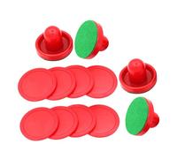HONMEET 2 Sets Self-adhesive Lint Patch Replacement for Air Hockey Pushers with Red Pusher and Pucks Pads for Tabletop Games Improved Puck Control and Extended Lifespan for Home and Party