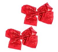 HONMEET 20cm Large Red Sequin Bowknot Hairpin 2pcs Decorative Hair Clip for Children Girls Party and Wedding Accessories