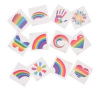 HONMEET 24pcs Rainbow Face Sticker Temporary Tattoos Rainbow Flag Sticker for Party Accessories and Glitter Tattoo Designs Random Style