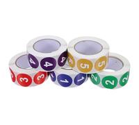 HONMEET 2500pcs Self-Adhesive Round Number Labels Stickers in Assorted Colours for Inventory and Storage Bins, Coated Paper Material with Removable Feature, for Classroom and Home