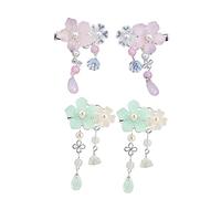 HONMEET 2pairs Chinese Style Hair Clips for Girls Antique Floral Headdress Accessories for Daily Wear Festivals Sweet Cute Design with Tassels and Flowers for Boy Girl Hair Decoration
