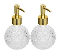 HONMEET 2pcs 120ml Refillable Lotion Pump Bottles, Manual Soap Dispenser with Gold Glass Body, Bathroom Shampoo and Hand Wash Container for Travel and Home Use
