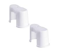 HONMEET 2Pcs Anti-Slip Plastic Toilet Footstools for Bathroom Use Thickened Non-Skid Step Stools for Adults and Safe Standing Aid with Construction in White