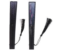 HONMEET 2pcs Antique Bamboo Folding Fans Handheld for Dancing Party Chinese Style Vintage Floral Design Lightweight Fan Props for Performance and Home Decoration