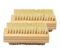 HONMEET 2pcs Bamboo Sisal Nail Brush Double-sided Cleaning Nail Scrubber Wear-resistant Fingernail Brush for Daily Home and Salon Use