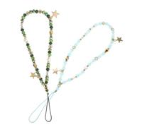 HONMEET 2pcs Beaded Phone Chain Wristlet with Star Pendant Stylish Minimalist Cell Phone Pendant Charm Lanyard for Wide Compatibility Casual Formal Use