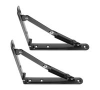 HONMEET 2pcs Black Folding Triangle Support Brackets 6 Inch Wall Board Shelf Supports Practical Folding Wall Bracket Hinges for Indoor Storage and Wall-Mounted Shelves