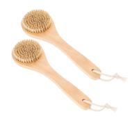 HONMEET 2pcs Boar Bristle Body Scrub Brush Short Handle Shower Exfoliator for Smooth Skin Gentle Dry Bath Cleansing Tool Travel Friendly and Sustainable Choice