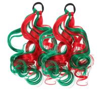 HONMEET 2pcs Boy Curly Ponytail Extensions Colorful for Girls Hair for Parties and Daily Use Soft for Comfortable Wear