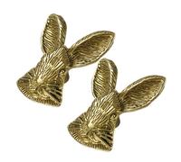 HONMEET 2pcs Brass Cabinet Knobs with Adorable Animal Head Design, Fine Touch and Versatile Pulls for Furniture and Cabinet Doors, Charming Drawer Handles in Golden Finish