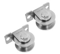 HONMEET 2pcs Cable Pulley Wheel Rope Pulley Stainless Steel Wall-mounted Design Built-in Bearings Smooth Operation Suitable for Tight Spaces Industrial Settings