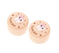 HONMEET 2pcs Deciduous Tooth Box Wooden Keepsake Storage Small Boxes for Boys and Girls Memory for Lost Teeth Collection Organizer