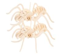 HONMEET 2pcs DIY Wooden Animal Puzzle Spider Type Educational Self-assembling Jigsaw for Interactive Learning and Home Decoration Models