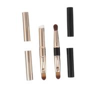 HONMEET 2pcs Double-ended Silicone Lip Brush with Cap Travel-friendly Reusable Lip Applicator for Lipstick Gloss Eyeshadow Concealer Soft Gentle Silicone Makeup Tool in Gold and Black