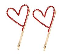 HONMEET 2pcs Elegant Red Heart-shaped Hairpins Fashion Hair Clip Women Bobby Pin Hair Accessories for Wedding Guest