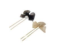 HONMEET 2pcs Elegant Yellow Bow Hair Accessories u Shape Hairpins Lace Bow Barrettes