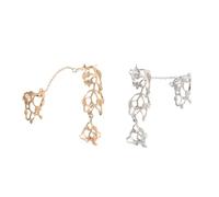 HONMEET 2Pcs Flower Chain Finger Rings Elegant Hollow Carved Design Stylish Alloy Rings for Women Adult Finger Decors Safe and Comfortable for Daily Wear