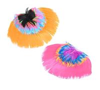 HONMEET 2pcs Halloween Costume Chicken Comb Wig Headdress for Parties and Cosplay Synthetic Hair Rainbow for Festive Celebrations