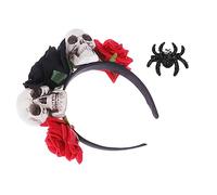 HONMEET 2pcs Halloween Headband Head Band Halloween Skull Headdress Spider Skull Cosplay Costume Prom Hair Clips Halloween Rose Headband Makeup Headband Non-woven Fabric