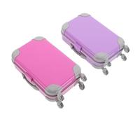 HONMEET 2pcs Hard Shell Doll Suitcase Set with Wheels and Retractable Handle for Dolls Mini Travel Luggage for Pretend Play and Dollhouse Storage