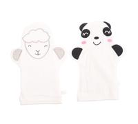 HONMEET 2pcs Large Baby Bath Gloves Exfoliating Mittens Skin Scrubbing Shower Gloves Cute Panda and Sheep Animal Design for Gentle Cleansing and Sensitive Skin Care