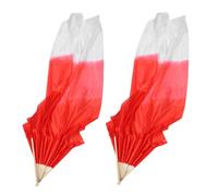 HONMEET 2pcs Long Faux Silk Veil Fans for Women Belly Dance Lightweight Handheld Bamboo Fans with Flowing Streamers for Stage Performances Wedding Worship