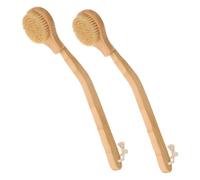 HONMEET 2Pcs Long Handle Exfoliating Body Brush with Soft Bristles for Gentle Massage and Back Scrubbing Cleaning Brush for Elderly and Disabled Khaki