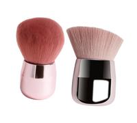 HONMEET 2pcs Makeup Powder Brush Set Mushroom Head Blusher Brush Large Round and Angled Tips Portable Cosmetics for Face Blending and Highlighting
