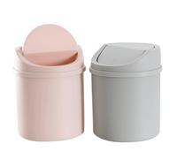 HONMEET 2pcs Mini Garbage Can Creative Ash-bin Plastic Desktop Trash Container with Flip Lid for Home Use, Lovely New Look, Suitable for Frequently Disposed Small Items