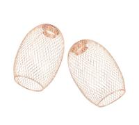 HONMEET 2pcs Modern Golden Iron Wire Pendant Lamp Shades Hollow Out Design and Double Hole Structure, Oval Artistic Ceiling Light Covers for Home Lighting Fixtures