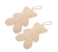 HONMEET 2pcs Natural Loofah Body Scrubber and Exfoliating Shower Sponge for Boys and Girls with Soft Bear Shape, Skin Dead Cell Remover Suitable for Home Bath and Face Washing
