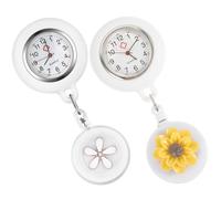 HONMEET 2pcs Nurse Pocket Watch Clip on Retractable Metal Quartz Glass | Professional Nurses, Sturdy Build, Beautiful Practical Style, Digital Display, Fob Watch Design