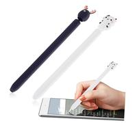 HONMEET 2pcs Silicone Stylus Covers Sleeve for Pencil 2nd Generation, Cartoon Animal Design Touchscreen Pen Protector, Compatible Stylus Pen Holder, White Cow and Deer Pattern