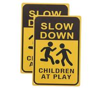 HONMEET 2pcs Slow Down Playing Safety Signs Metal Street Caution Signs for Neighborhood Lawn Garden Outdoor Safety Alerts