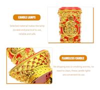 HONMEET 2pcs Small LED Flameless Candle Lights with Realistic Flame Effect, Battery-Free Buddhism Candle Lamps for Buddhist Temple Decoration, Chinese Traditional Dragon Phoenix Design
